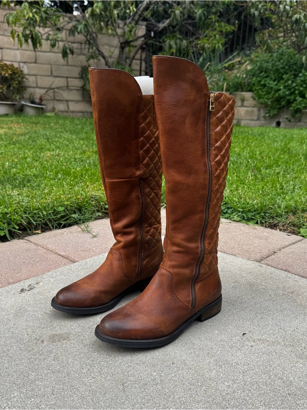 Women’s Tall Quilted Riding Boots - Brown